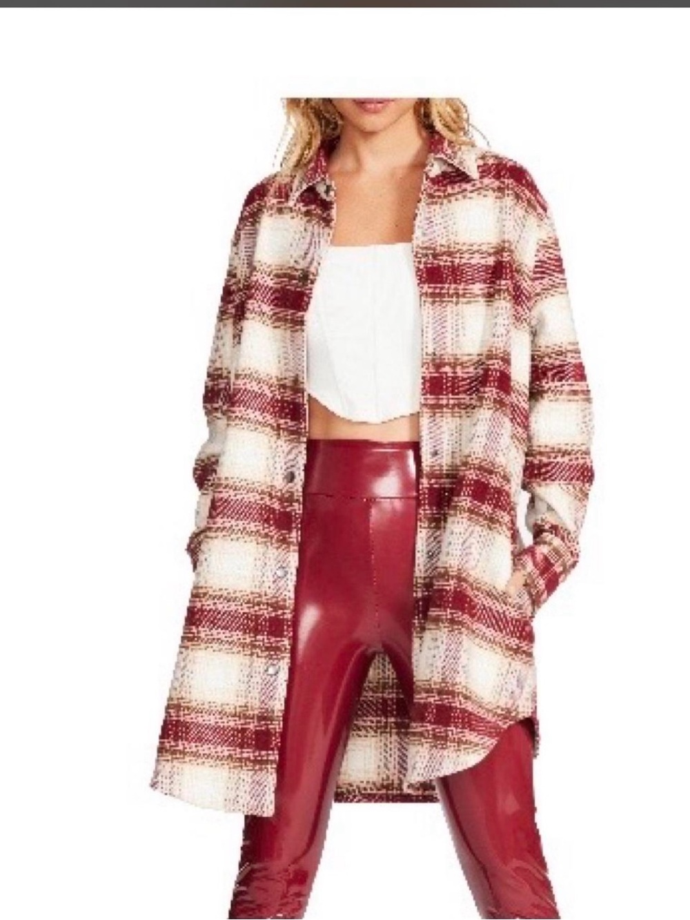 NWT Steve Madden - Plaid Long Shirt Jacket